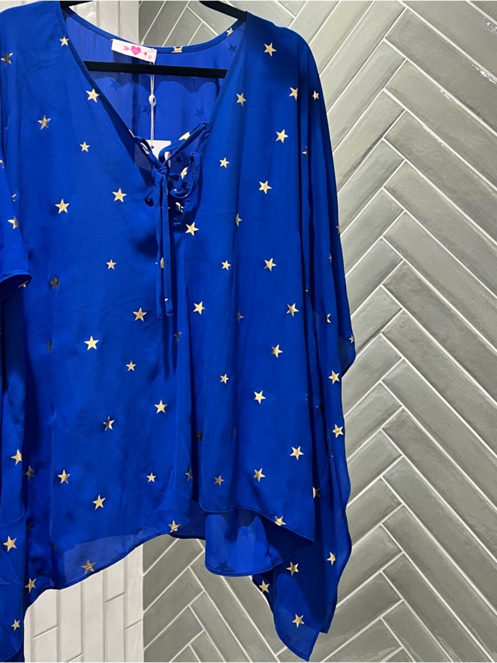 Buddy Love Royal Blue Star-Print Lace-Up Tunic or resort wear/beach cover-up.